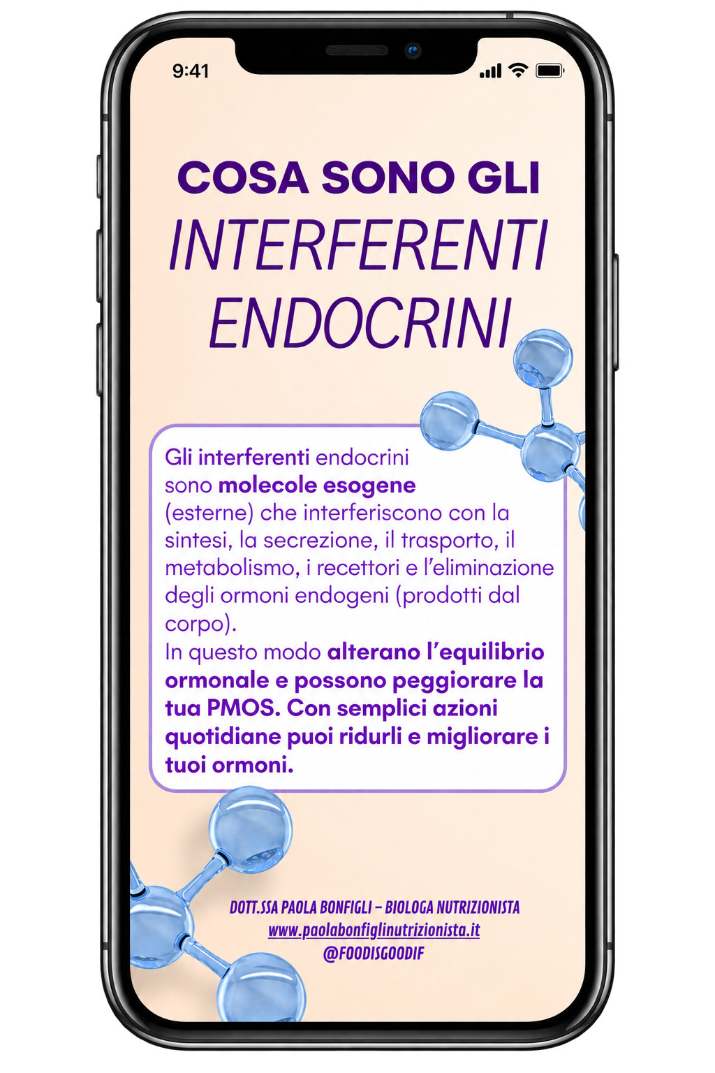 Mockup su smartphone della pagina dedicata agli interferenti endocrini