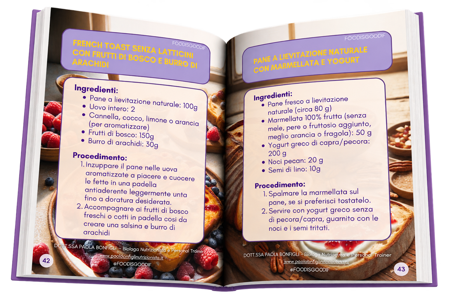 Due pagine di ricette per la PMOS tratte dalla guida